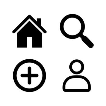 sencillo negro usuario interfaz icono conjunto vector