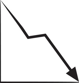 hacia abajo tendencia grafico con flecha señalando hacia abajo indicando disminución o disminución vector