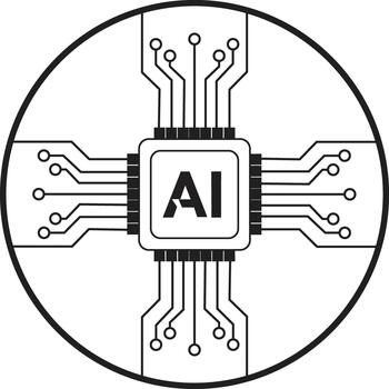 Artificial intelligence microchip icon representing advanced computing and technological development vector