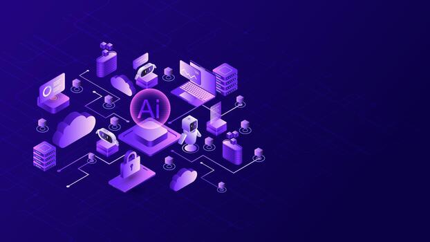 Illustration of AI and cloud technologies vector