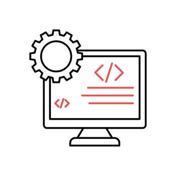 Icon a Computer Code Programming, isolated against a clean background. vector
