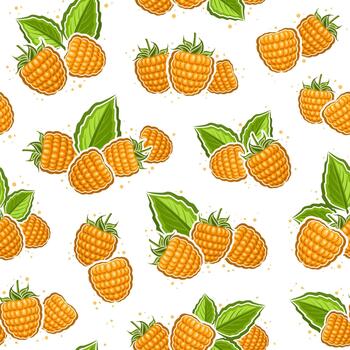 Yellow Raspberry seamless pattern vector