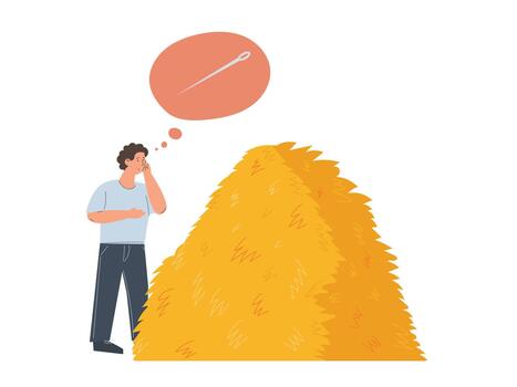 Finding a needle in a haystack, difficult task, problem, confused vector