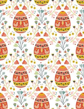 Easter egg floral pattern design vector