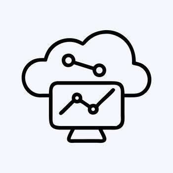 Cloud computing icon with a graph line vector