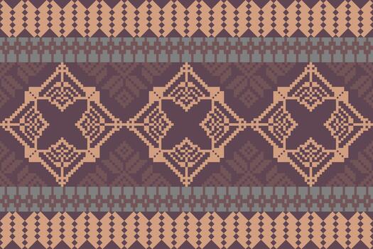 Rustic Geometric Pixel Weave Pattern vector