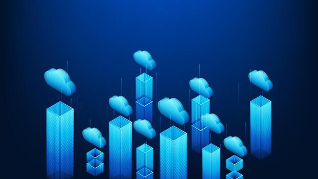 nube datos subir tecnología concepto con datos almacenamiento caja subiendo a nube informática sistema, seguro en línea archivo transferir, digital nube almacenamiento, datos apoyo y sincronización, negocio red vector