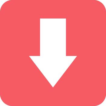 Red down arrow button. Decrease chart icon vector