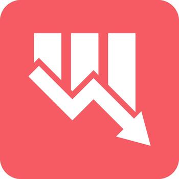 abajo tendencia grafico icono. disminución gráfico icono. financiero analítico gráfico grafico. vector