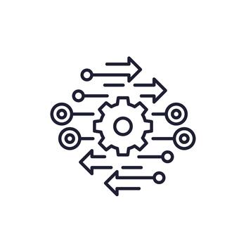 automatic function line icon, automation vector