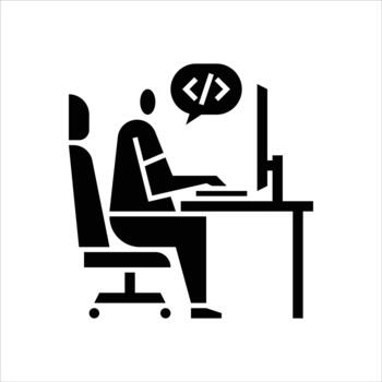 codificación glifo icono. programación ilustración. vector