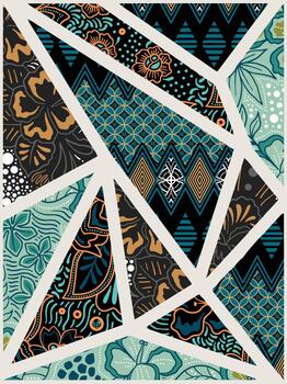 intrincado batik inspirado labor de retazos patrones collage vector