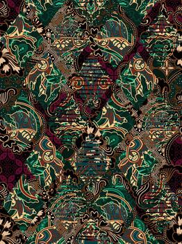 intrincado batik labor de retazos textil modelo vector