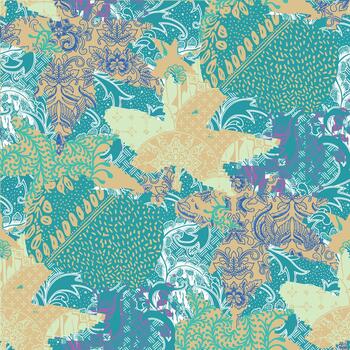 Seamless Floral Patchwork Batik Pattern vector
