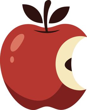 manzana roja mordida vector