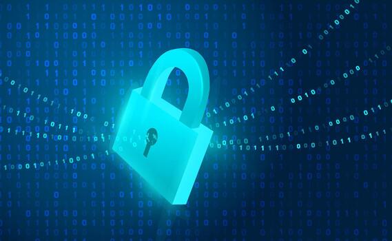 Digital Padlock on Binary Code Background Cybersecurity Concept 01 vector