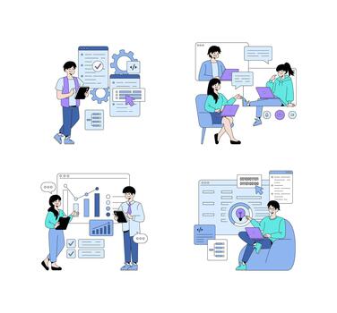 colaborativo trabajo en equipo en software desarrollo vector