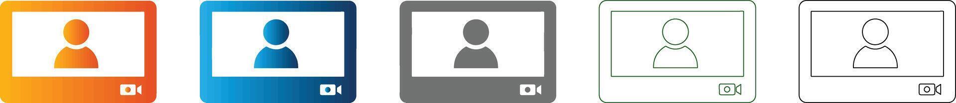 Call Interface Computer Screen Flat Design Icon Set vector