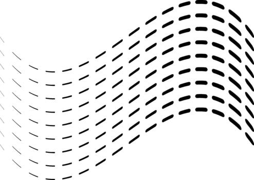 Dashed parallel lines forming wave patterns with a rhythmic appearance. vector