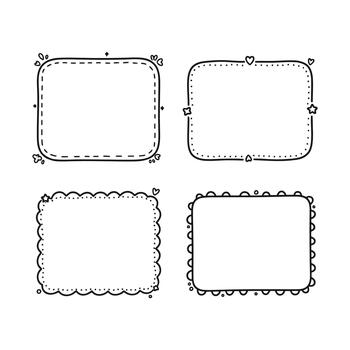 cuatro diferente dibujado a mano marcos vector