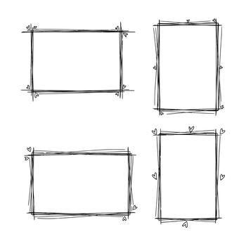 cuatro mano dibujado rectángulo marcos vector