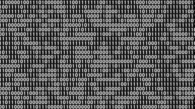 Scrolling binary code digital data stream video
