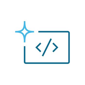 AI Programming Code Icon with Sparkle Symbolizing Intelligent Software Development and Smart Coding vector