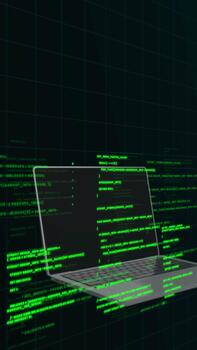 ragnatela sviluppo codice interfaccia su verticale il computer portatile. video