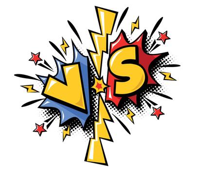 vs o versus relámpago explotando vector