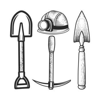 básico herramientas para minería trabajo vector