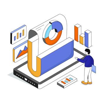 Mobile data analytics illustration vector