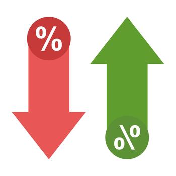 Percent symbol increase growth and decrease icon. vector