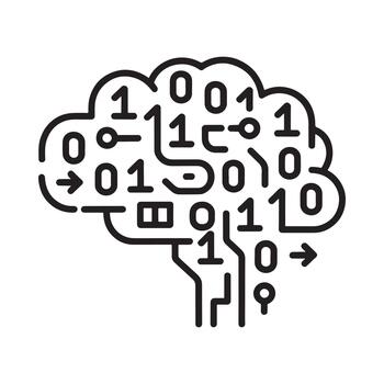 Artificial intelligence concept a brain composed of binary code vector