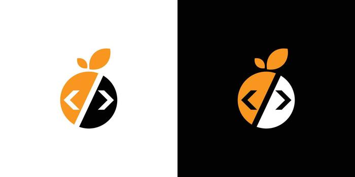 naranja codificación logo diseño para software vector