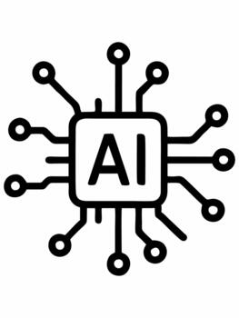 ai procesador chip icono vector