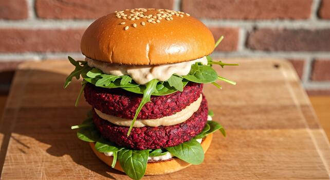 Beetroot burger with beetroot, beetroot, beetroot, beetroot, beetroot photo