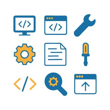 Programming and coding icons set, technology development symbols vector