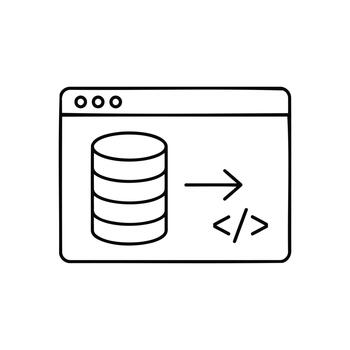 base de datos integración y backend codificación proceso icono para desarrolladores vector