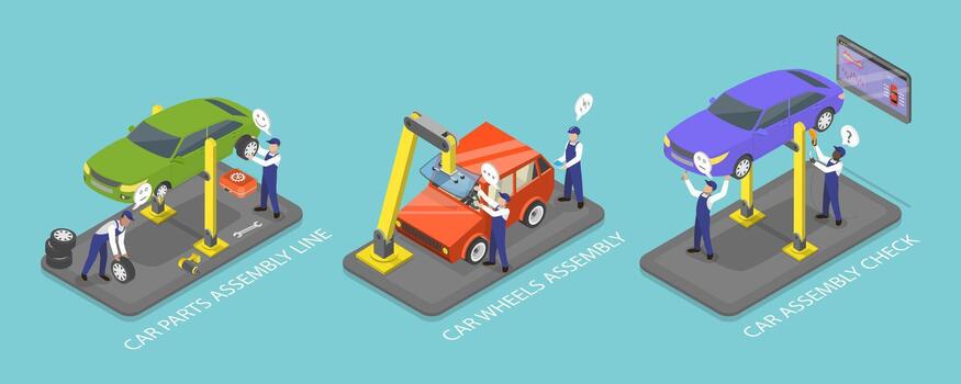 Car assembly line and maintenance process vector
