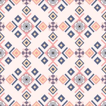Soft Repeating Geometric with Basic Flora Seamless Pattern vector