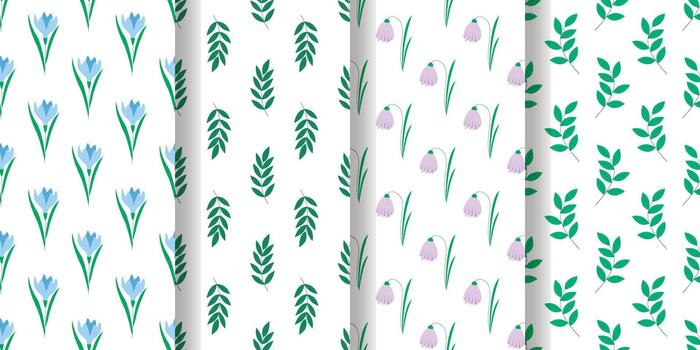 Spring rustic seamless pattern set vector