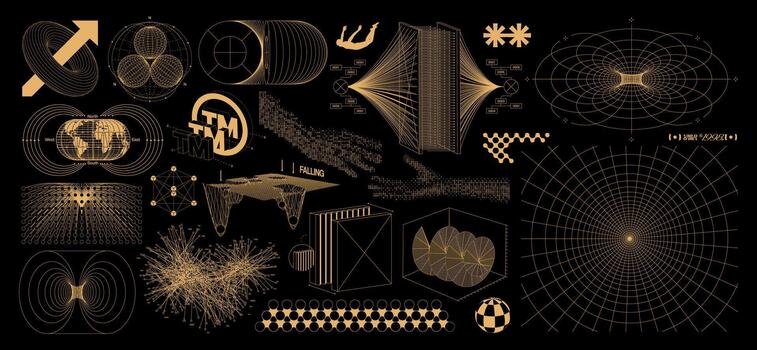 Geometric patterns and visualizations in gold vector