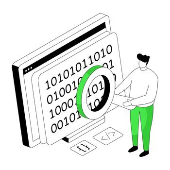 buscar binario datos ilustración, vector