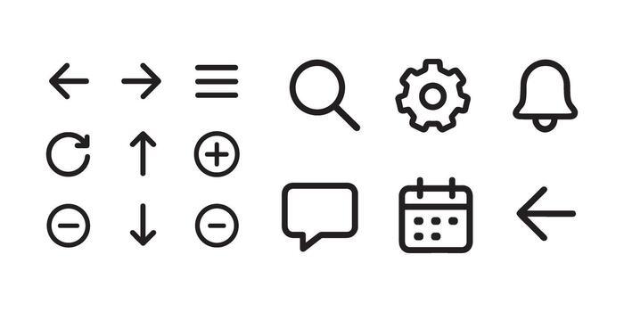 Basic User Interface Line Icons Set vector