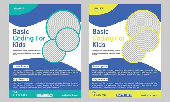 Coding Computer Programming Kids Technology Educational flyer vector