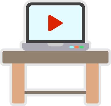 Computer Table Sharp Line Mark Icon vector