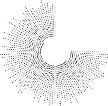 Circle missing one quarter section with irregular rays. vector