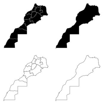 Marruecos contorno y sólido llenar mapa colocar. vector