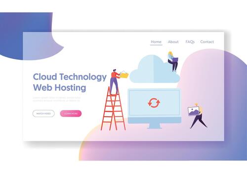 Computer Synchronize Cloud Technology Hosting vector