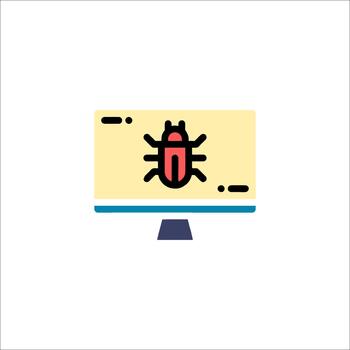 Computer bug icon representing software error vector